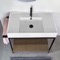 Console Sink Vanity With Ceramic Sink and Natural Brown Oak Shelf